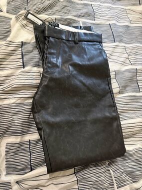 Boohoo MAN black faux leather tapered pants